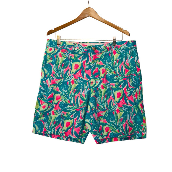 Lilly Pulitzer Mens 36 Beaumont Shorts Pink Sunset Guac and Roll Beach - Picture 3 of 8